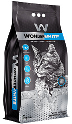 WONDER WHITE CARBON EFFECT наполнитель комкующийся для туалета кошек с активированным углем без запаха (5 кг)