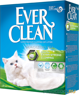 EVER CLEAN EXTRA STRONG CLUMPIN SCENTED наполнитель комкующийся для туалета кошек с ароматизатором зеленая полоска (6 л)