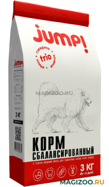 Сухой корм JUMP TRIO для взрослых собак всех пород с ягненком, говядиной и птицей  (3 кг)