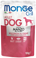 MONGE GRILL POUCH DOG для взрослых собак с говядиной пауч (100 гр)