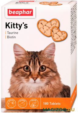 Лакомство BEAPHAR KITTY’S + TAURINE-BIOTIN для кошек витаминизированное с таурином и биотином (180 шт)