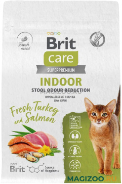 Сухой корм BRIT CARE CAT INDOOR STOOL ODOUR REDUCTION для взрослых кошек живущих дома с индейкой и лососем (0,4 кг)