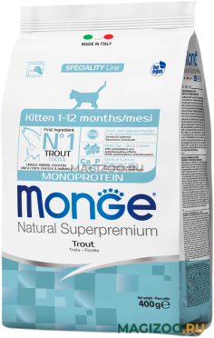Сухой корм MONGE SPECIALITY MONOPROTEIN KITTEN TROUT монобелковый для котят с форелью (0,4 кг)