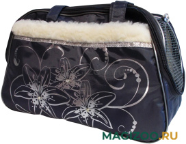 DOGMAN сумка-переноска модельная № 7М, зима, иск. мех, черная, 38 х 18 х 26 см (1 шт)
