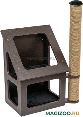 Домик настенный для кошек ZooM Паркур односкатный большой венге 44 х 32,5 х 62 см (1 шт)
