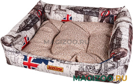 Лежак для собак и кошек Xody Люкс Лондон № 2 флок 60 х 50 х 15 см (1 шт) 