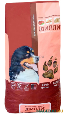 Сухой корм ДИЛЛИ для взрослых собак всех пород с говяжьей печенью и овсянкой (14 кг)