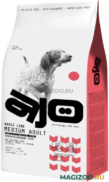 Сухой корм AJO DOG BASIC LINE MEDIUM ADULT для взрослых собак средних пород с говядиной и гречкой (12 кг)