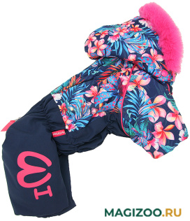 FOR MY DOGS комбинезон для собак Цветы черно-розовый для девочек FW988-2022 F (18) 