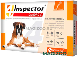 INSPECTOR QUADRO C капли для собак весом от 25 до 40 кг против внутренних и внешних паразитов (1 пипетка)
