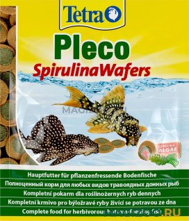 TETRA PLECO SPIRULINA WAFERS корм чипсы для растительноядных донных рыб со спирулиной (15 гр)