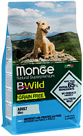 MONGE BWILD GRAIN FREE DOG ADULT MINI ANCHOVIES беззерновой для взрослых собак маленьких пород с анчоусами, горохом и картофелем (2,5 кг)