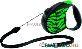FLEXI SAFARI CORD тросовый поводок-рулетка для животных 5 м размер M зеленый тигр (1 шт)