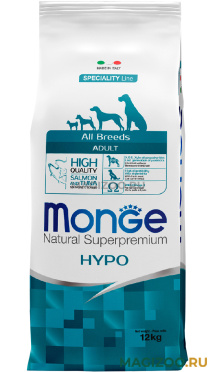 Сухой корм MONGE SPECIALITY DOG HYPO SALMON для взрослых собак всех пород при аллергии с лососем и тунцом (12 кг)