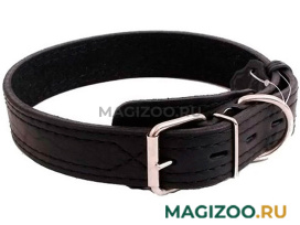 Ошейник для собак кожаный с двойной строчкой, черный, шир. 30 мм, ZooMaster (60 см)