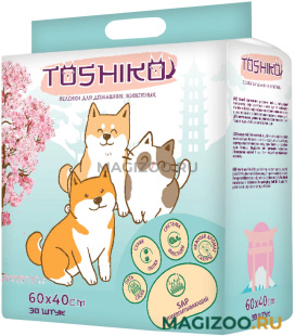 Пеленки впитывающие одноразовые для животных с ароматом сакуры Toshiko 60 х 40 см 30 шт (1 шт)