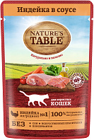 NATURE'S TABLE для взрослых кошек с индейкой в соусе пауч (85 гр)