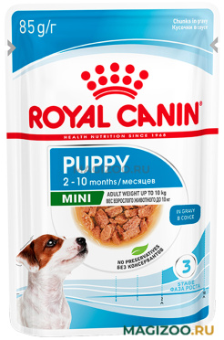 Влажный корм (консервы) ROYAL CANIN MINI PUPPY для щенков маленьких пород в соусе пауч (85 гр)