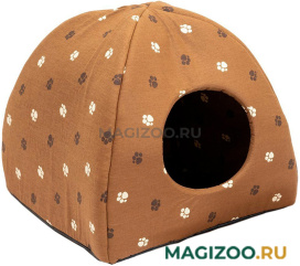 Домик для собак и кошек Дарэленд Юрта с подушкой коричневый хлопок 44 х 44 х 39 см (1 шт)