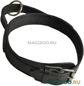 Ошейник для собак кожаный двойной строченый с ручкой, черный, шир. 45 мм, ZooMaster (65 см)