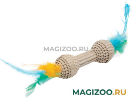 Игрушка для кошек Triol Natural Гантель с перьями гофрокартон 100/200 мм (1 шт)