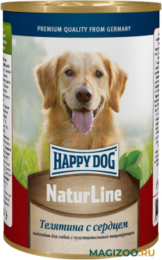 Влажный корм (консервы) HAPPY DOG NATUR LINE для щенков с телятиной и сердцем (410 гр)