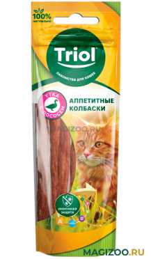 Лакомство TRIOL для кошек колбаски аппетитные с уткой и лососем 40 гр (1 шт)