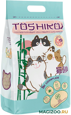 TOSHIKO наполнитель древесный комкующийся для туалета кошек с ароматом сакуры (5 л)