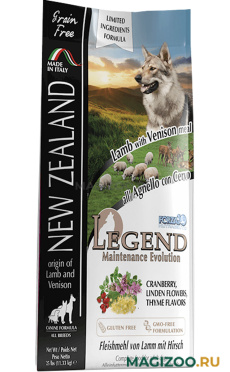 Сухой корм FORZA10 DOG LEGEND NEW ZELAND ALL BREEDS беззерновой для взрослых собак всех пород с ягненком и олениной (11,33 кг)