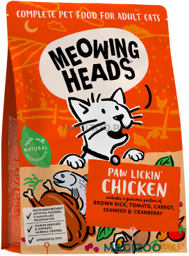Сухой корм MEOWING HEADS Куриное наслаждение для взрослых кошек с курицей и рисом (0,45 кг)
