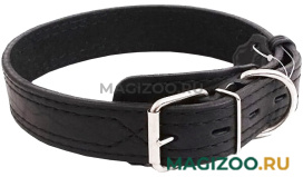 Ошейник для собак кожаный с двойной строчкой, черный, шир. 10 мм, ZooMaster (20 см)