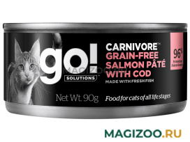 Влажный корм (консервы) GO! SOLUTIONS CARNIVORE беззерновые для кошек и котят паштет с лососем и треской  (90 гр)