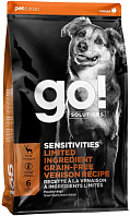 GO! SOLUTIONS SENSITIVITIES беззерновой для собак и щенков всех пород с чувствительным пищеварением с олениной (1,59 кг)