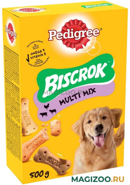 Лакомство PEDIGREE BISCROK для собак косточки бисквитные ассорти (500 гр)
