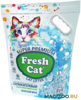FRESH CAT МОРСКОЙ БРИЗ наполнитель силикагелевый для туалета кошек с ароматизатором (5 л)