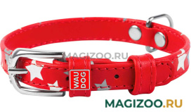 Ошейник кожаный для собак Звездочка красный 12 мм 19 – 25 см Collar WauDog Glamour (1 шт)