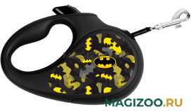 COLLAR WAUDOG R-LEASH Бэтмен Узор ременной поводок-рулетка для животных 5 м размер S черная (1 шт)