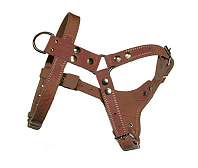 Шлейка для собак № 2 водильная кожаная коньячная 80 - 98 см x 25 мм Аркон (1 шт)