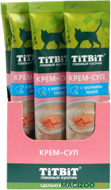 Лакомство TIT BIT для кошек крем-суп с кусочками лосося 16 шт в 1 уп 160 гр (1 уп)