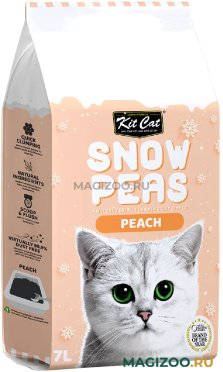 KIT CAT SNOW PEAS PEACH наполнитель комкующийся биоразлагаемый на основе горохового шрота для туалета кошек с ароматом персика (7 л)