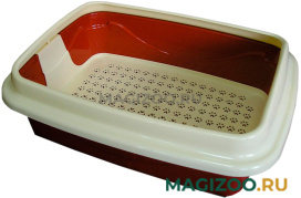 Лоток для кошек Dogman Триплекс с рамкой и сеткой коричневый (малый УЦ) 