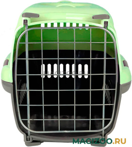 Переноска для животных Zooexpress Турне S с металлической дверцей зеленая 42 х 29 х 29,5 см (1 шт)