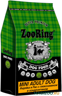 Сухой корм ZOORING MINI ADULT DOG для взрослых собак маленьких пород с индейкой и рисом с хондроитином и глюкозамином (10 кг)