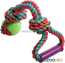 Игрушка для собак Triol Веревка с ручкой 2 узла и мяч 6,5 см 38 см (1 шт)