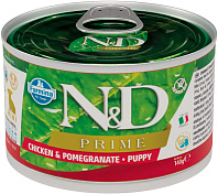 FARMINA DOG N&D PRIME PUPPY MINI CHICKEN & POMEGRANATE беззерновые для щенков маленьких пород с курицей и гранатом  (140 гр)