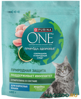 Сухой корм PURINA ONE ПРИРОДА ЗДОРОВЬЯ для взрослых кошек с индейкой (0,68 кг)