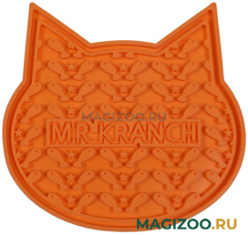 Коврик лизательный Mr.Kranch для медленного поедания корма силиконовый на присосках оранжевый 12 х 12 см (1 шт)