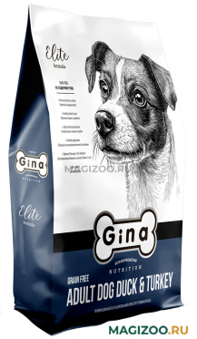 Сухой корм GINA ELITE GRAIN FREE DOG DUCK & TURKEY беззерновой для взрослых собак с уткой и индейкой (1 кг) 