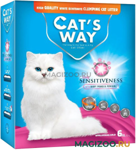 CAT'S WAY BABYPOWDER наполнитель комкующийся для туалета кошек с розовыми гранулами и ароматом детской присыпки (6 л)