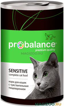 Влажный корм (консервы) PROBALANCE CAT SENSITIVE для взрослых кошек с чувствительным пищеварением с курицей  (415 гр)